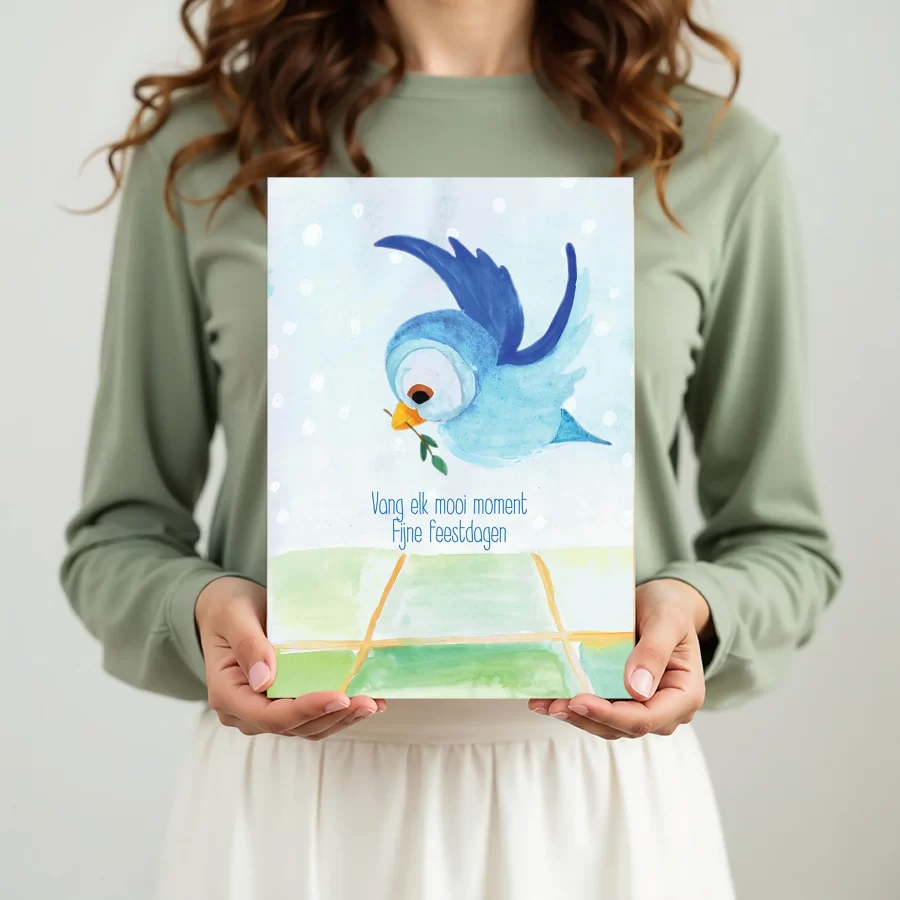 kerstkaart met tekst Vang elk mooi moment in hand, BIO TOP-papier