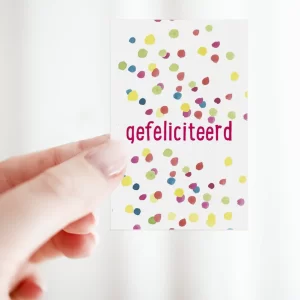 bloemenkaartje, gefeliciteerd confetti