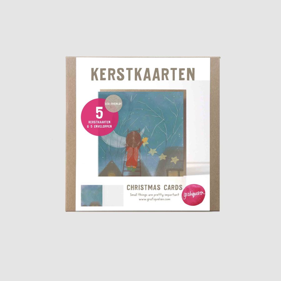 kerstbox met kerstkaarten Maan versieren