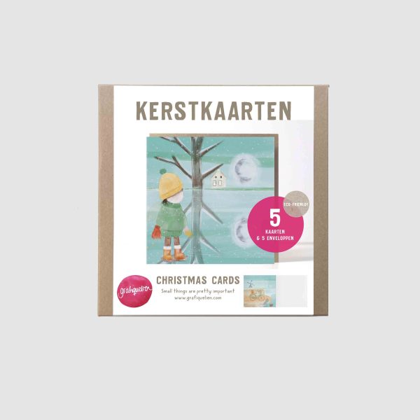 Kerstkaarten in Gift Box, schaatsen op vennetje