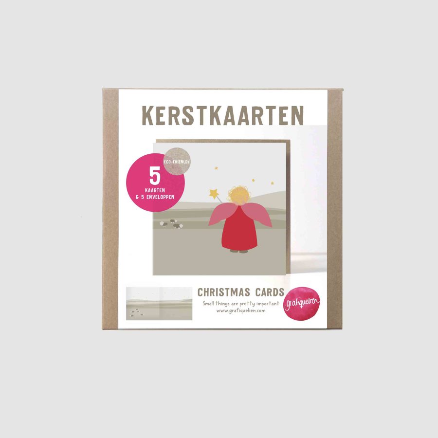 kerstkaart in gift box met engeltje