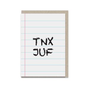 33 A4 XL Wenskaart Dankjewel juf Tnx Juf