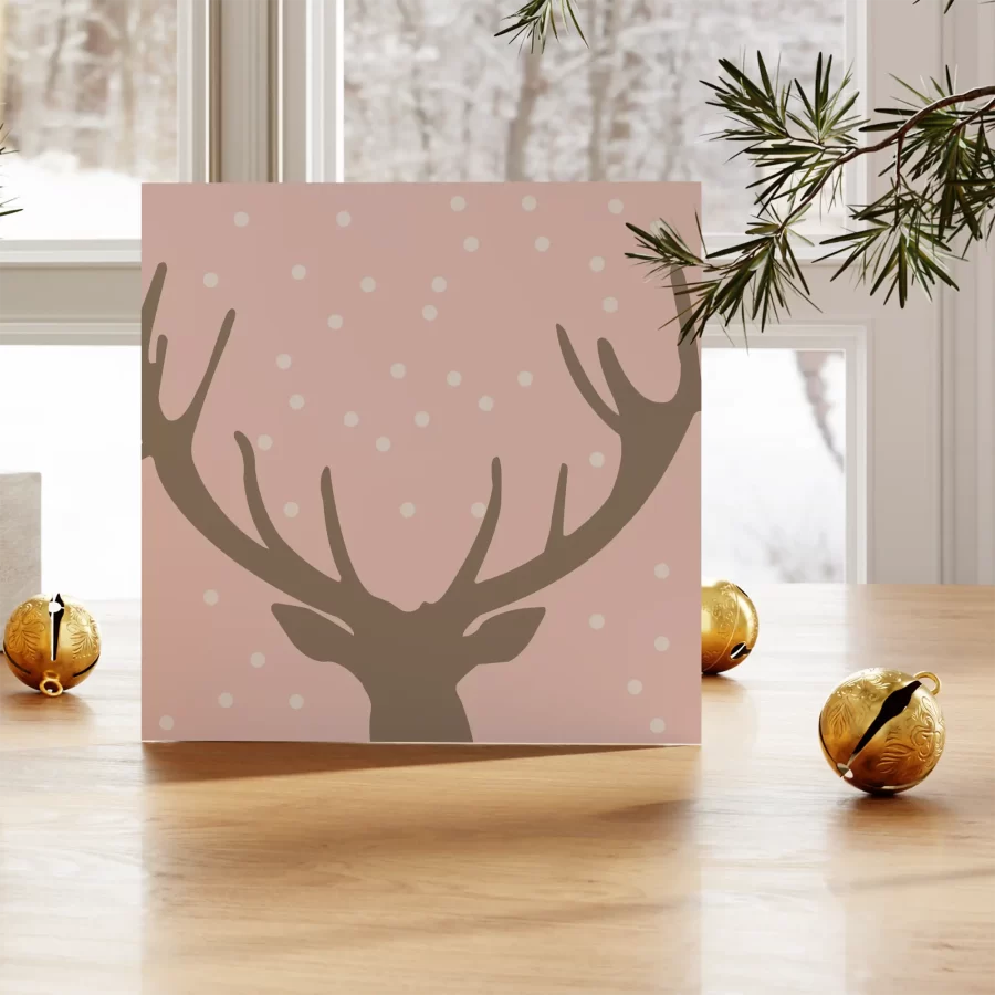 Duurzame kerstkaart met rendierillustratie