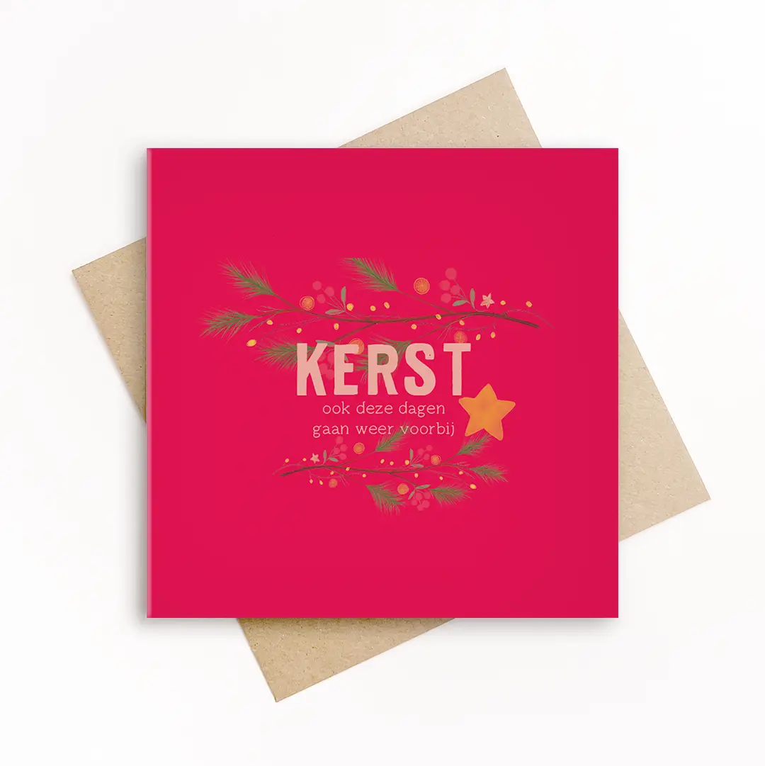 Box met 5 duurzame kerstkaarten: kerst, deze dagen gaan ook weer voorbij - roze - Afbeelding 3