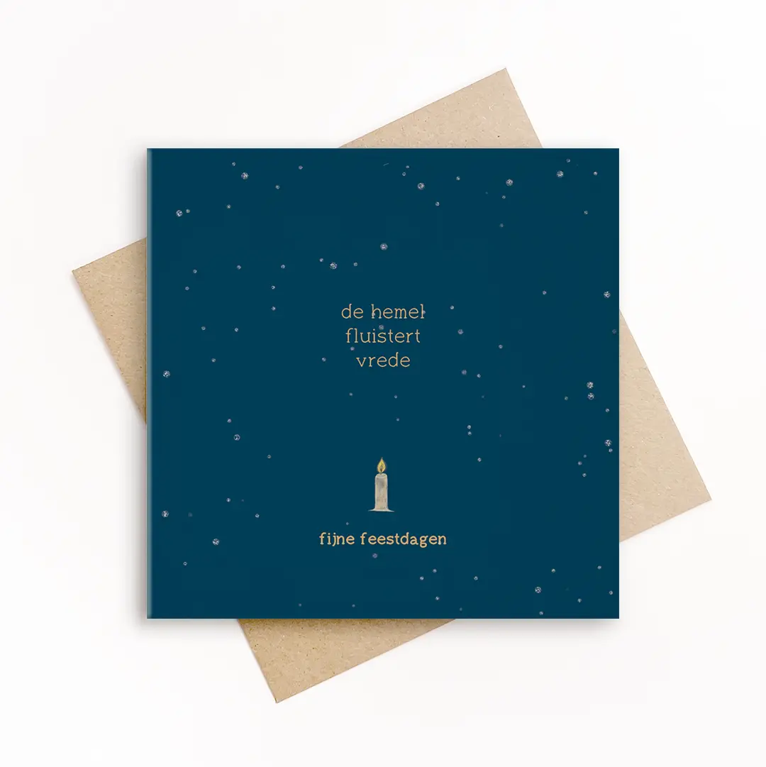 Kerstkaart de hemel fluistert vrede, donkerblauw - Grafiquelien - Afbeelding 2
