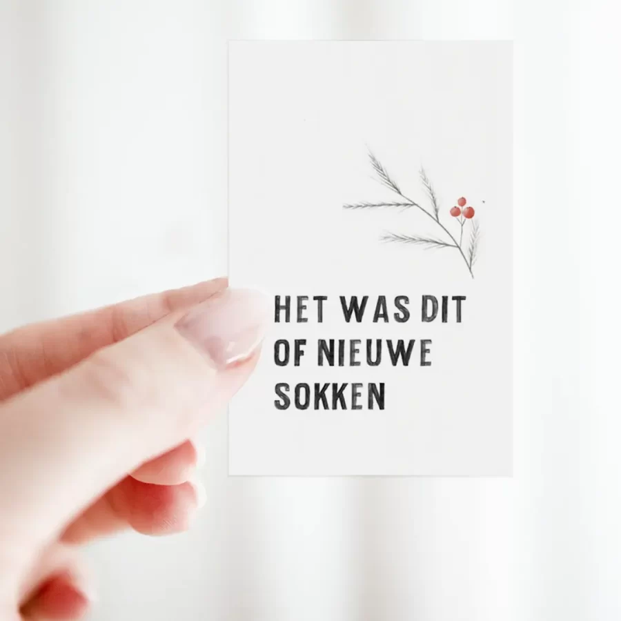 het was dit of nieuwe sokken, bloemenkaartje, gift tag, cadeaukaartje