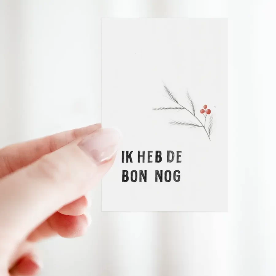 ik heb de bon nog, bloemenkaartje, gift tag, cadeaukaartje