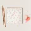 duurzame wenskaart hartjes outline, roze achtergrond