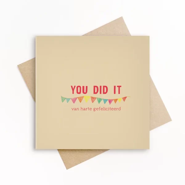 you did it, duurzame wenskaart met envelop