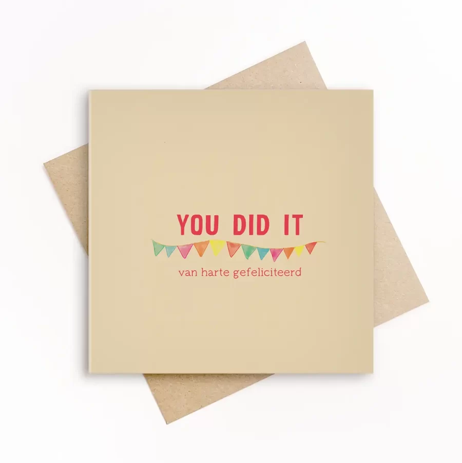 you did it, duurzame wenskaart met envelop