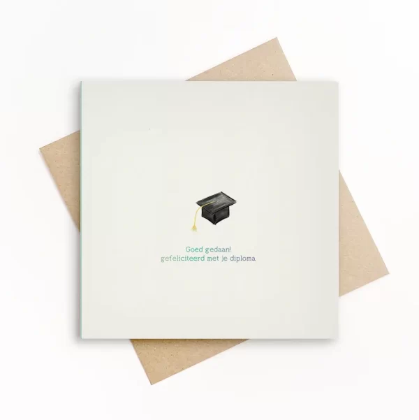 goed gedaan, gefeliciteerd met je diploma, duurzame wenskaart met envelop
