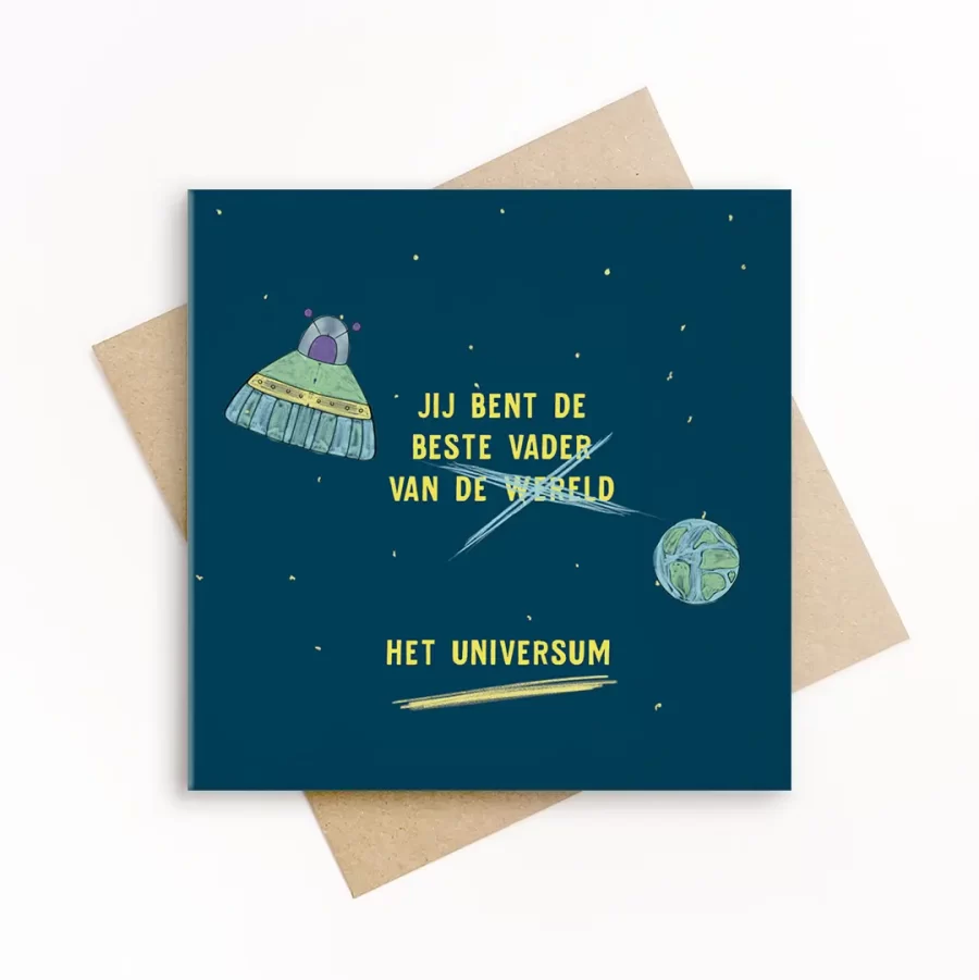 grappige vaderdagkaart van grafiquelien, eco friendly, beste vader van het universum