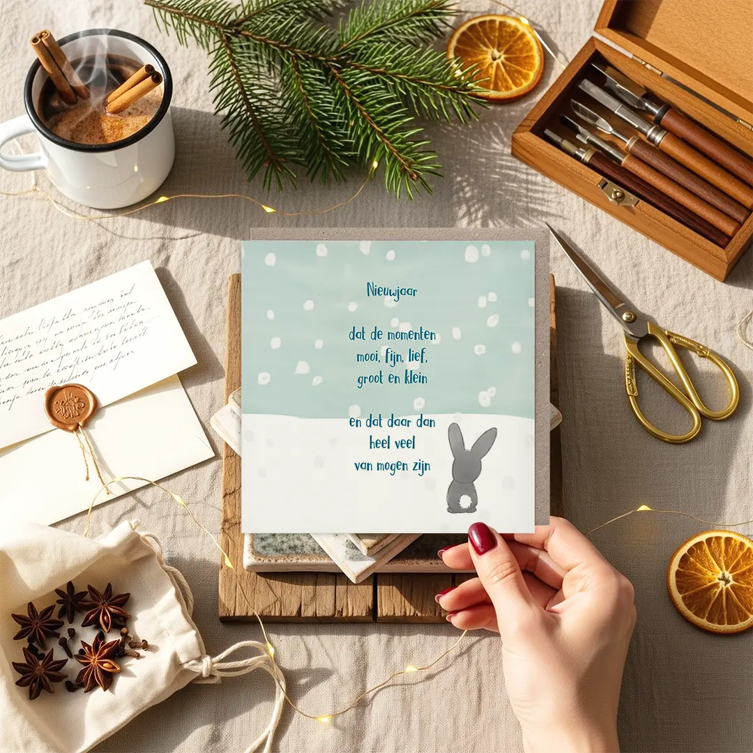 Kaart met klein versje nieuwjaar